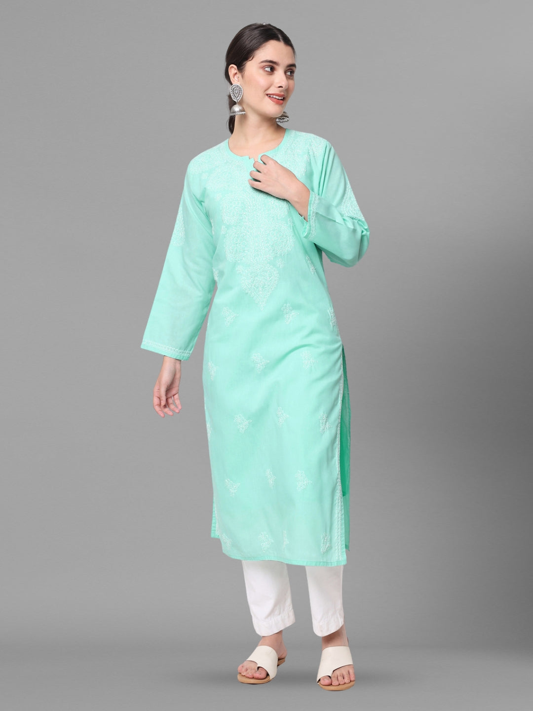 Women Chikankari Embroidered Cotton Chikankari Kurta PC3578