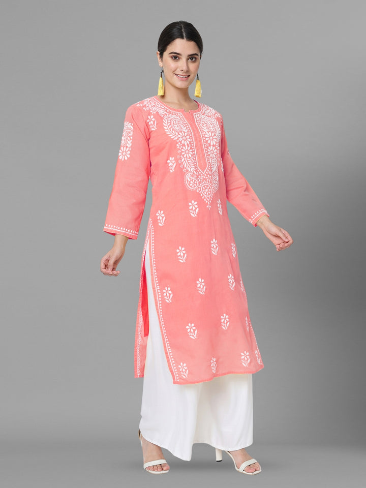 Hand Embroidered Chikankari Cotton Straight Kurta- PC3561