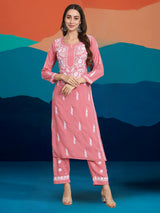Orange Red Chikankari Modal Kurta Set – Classic Style