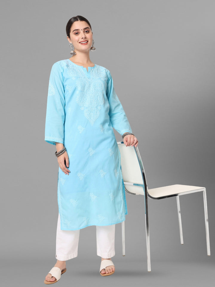 Women Chikankari Embroidered Cotton Chikankari Kurta PC3578