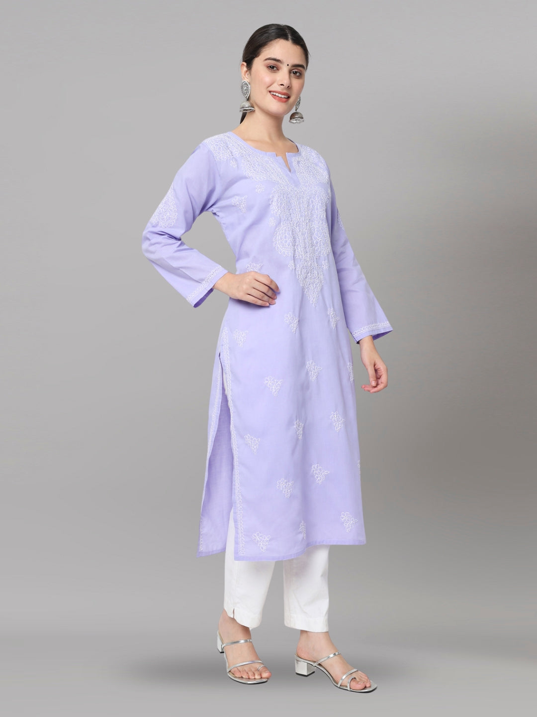 Women Chikankari Embroidered Cotton Chikankari Kurta PC3578