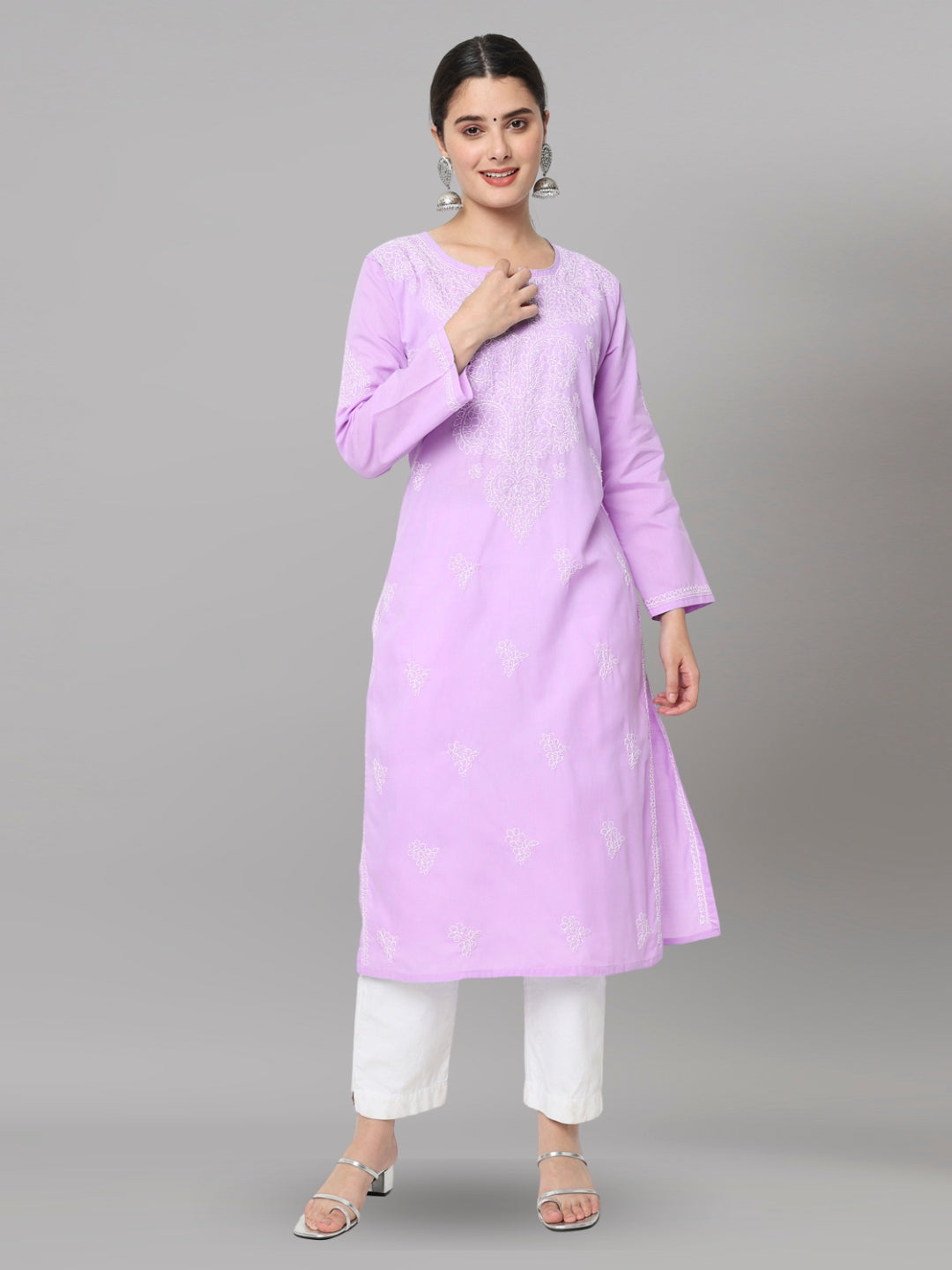 Women Chikankari Embroidered Cotton Chikankari Kurta PC3578