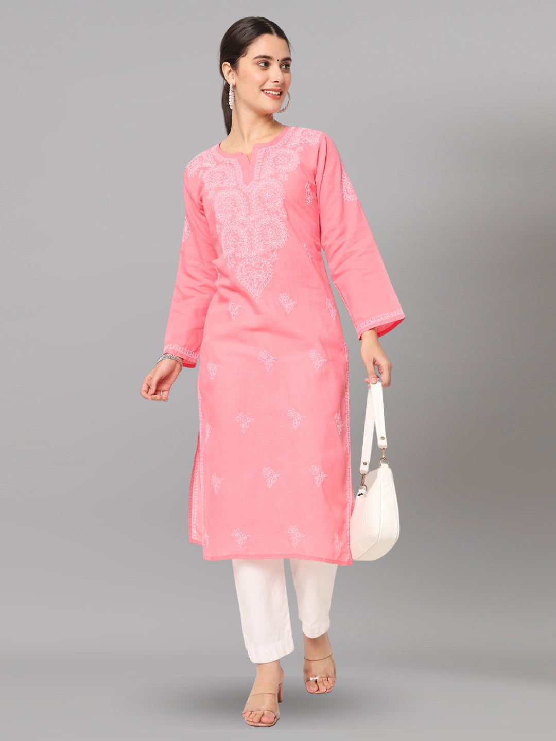 Women Chikankari Embroidered Cotton Chikankari Kurta PC3578