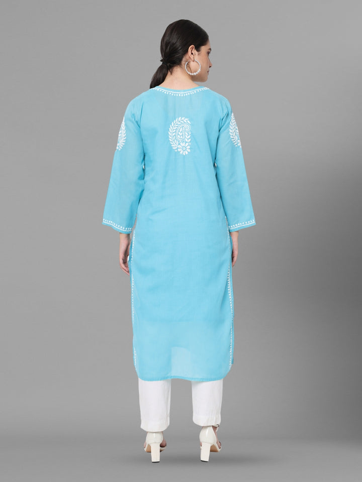 Hand Embroidered Chikankari Cotton Straight Kurta- PC3561