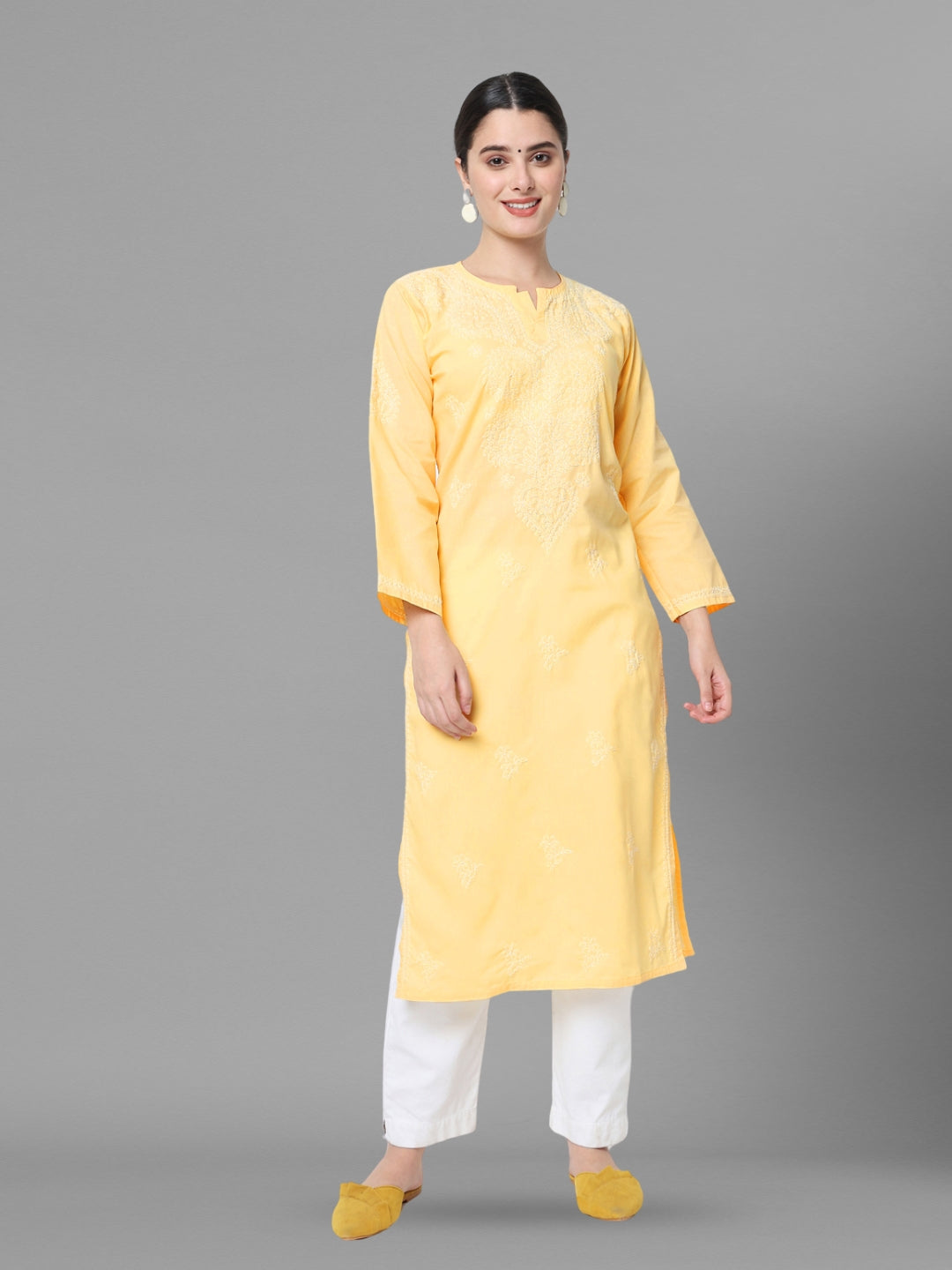 Women Chikankari Embroidered Cotton Chikankari Kurta PC3578