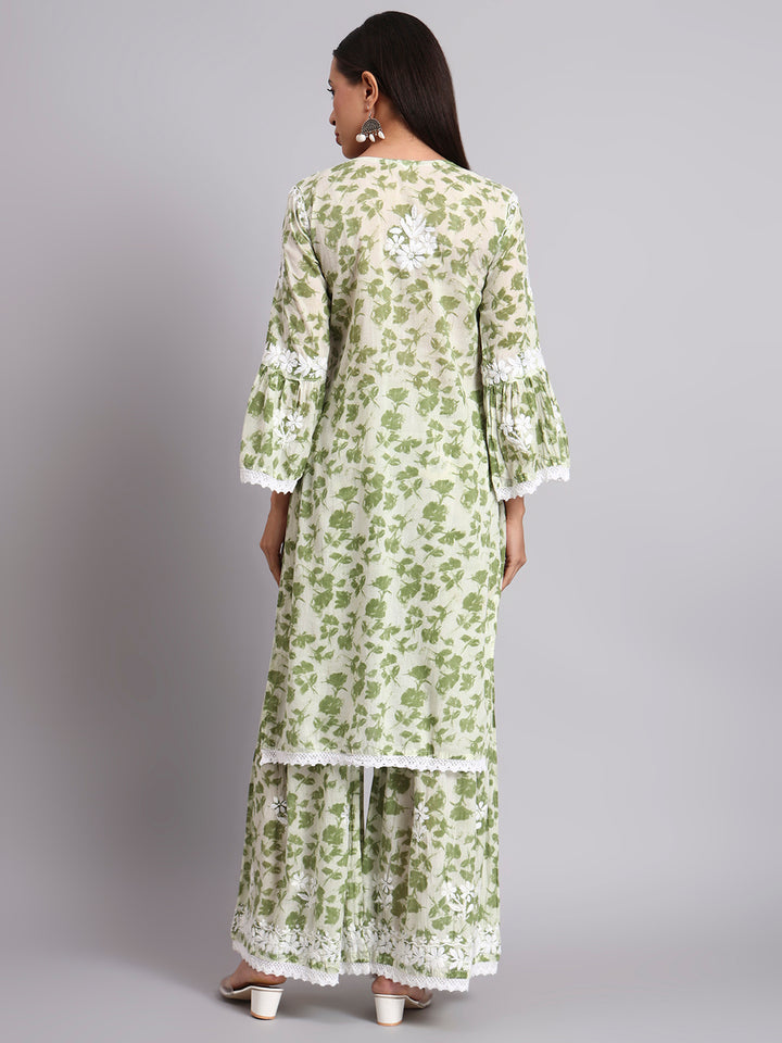 Women Hand Embroidered Chikankari Cotton kurta Shara set PC4099KS