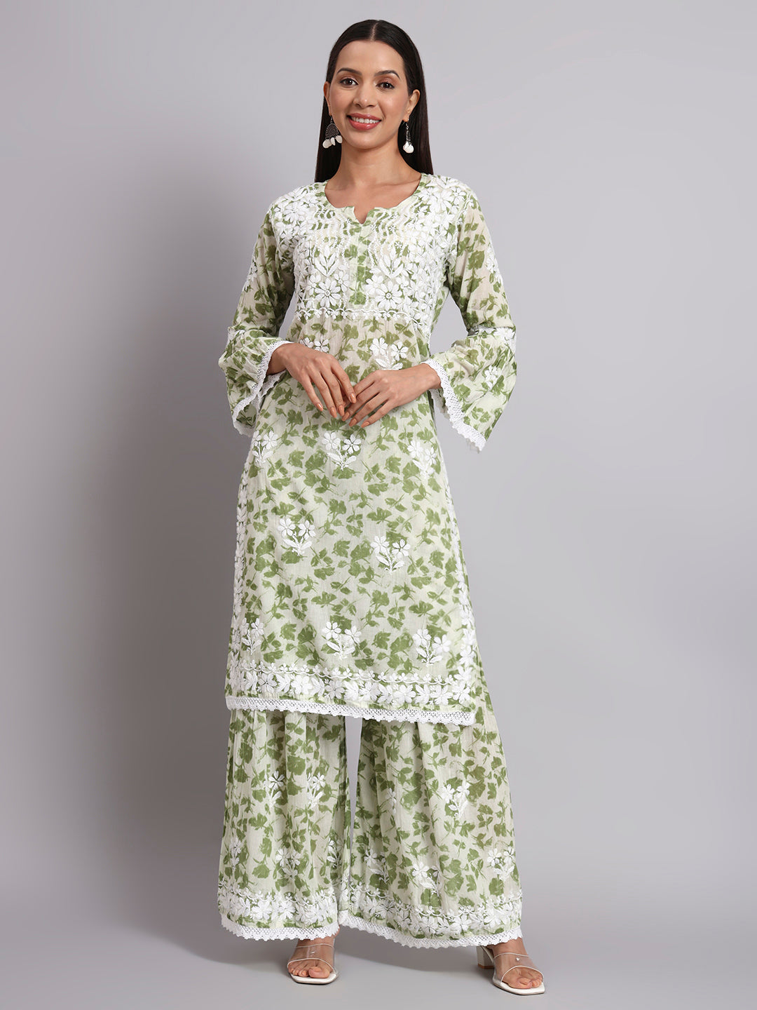 Women Hand Embroidered Chikankari Cotton kurta Shara set PC4099KS