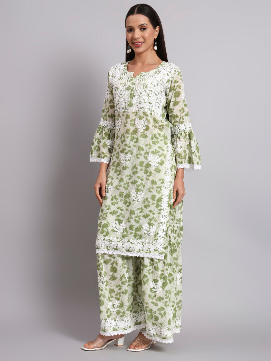 Women Hand Embroidered Chikankari Cotton kurta Shara set PC4099KS