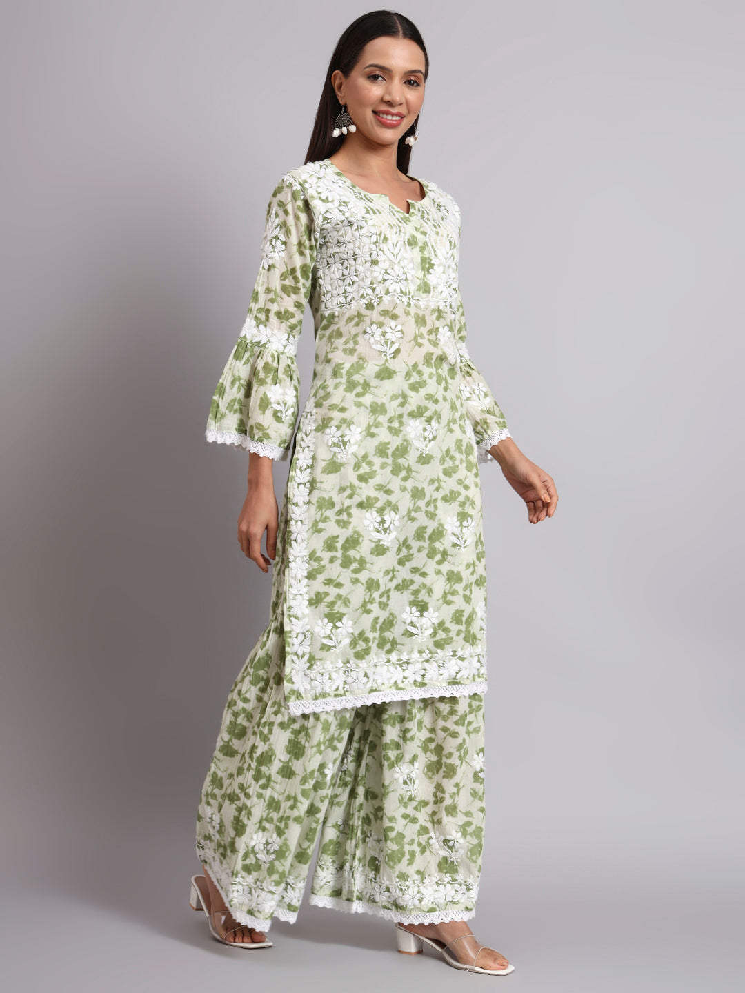 Women Hand Embroidered Chikankari Cotton kurta Shara set PC4099KS