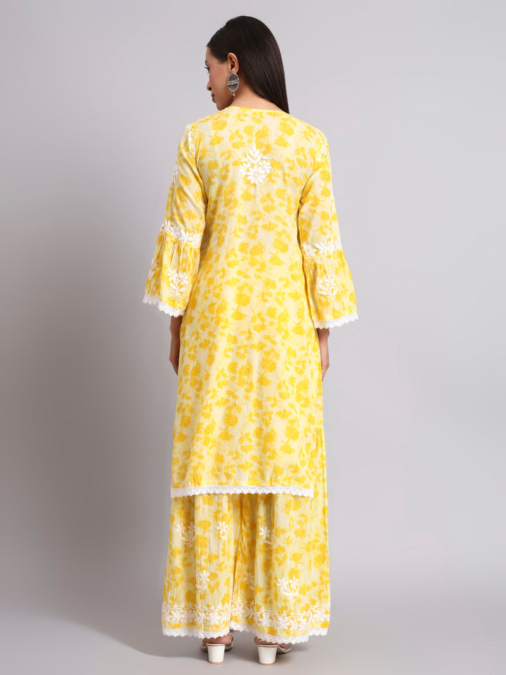 Women Hand Embroidered Chikankari Cotton kurta Shara set PC4099KS