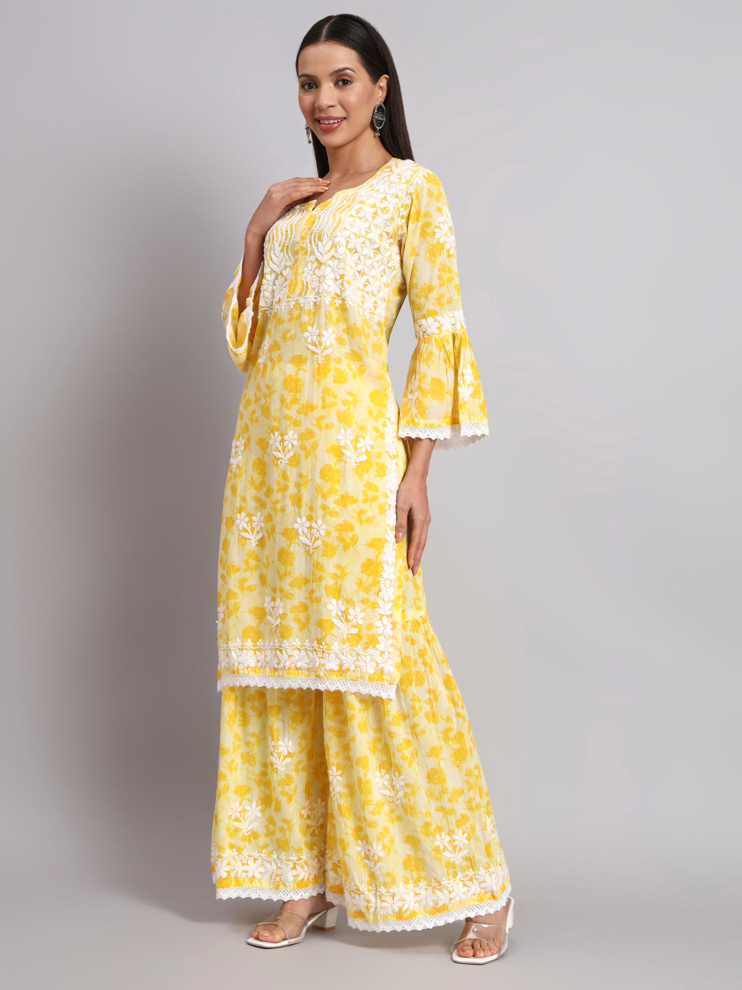 Women Hand Embroidered Chikankari Cotton kurta Shara set PC4099KS