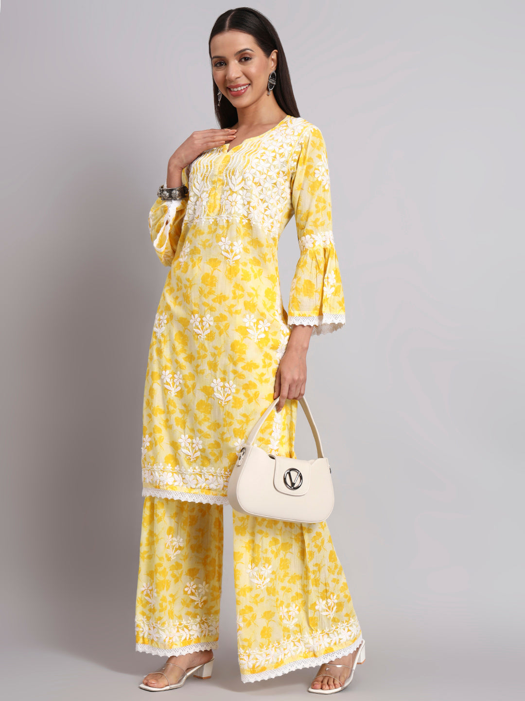 Women Hand Embroidered Chikankari Cotton kurta Shara set PC4099KS