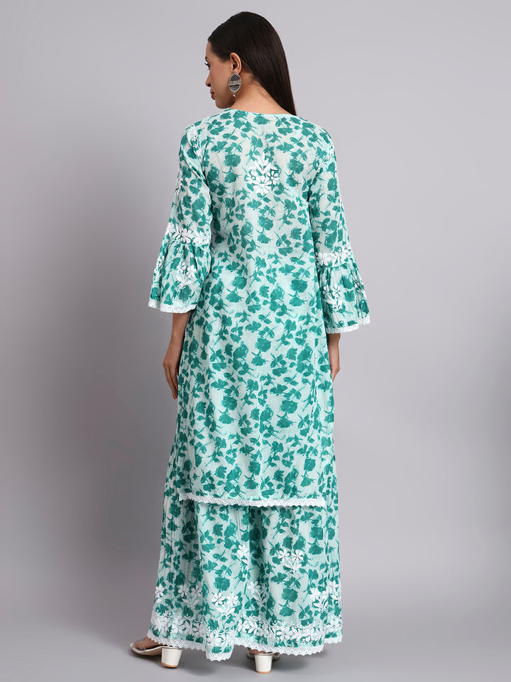 Women Hand Embroidered Chikankari Cotton kurta Shara set PC4099KS