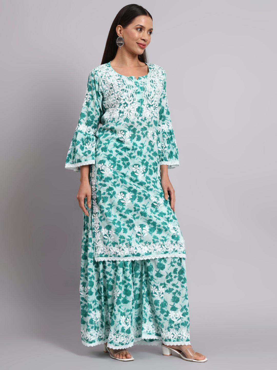 Women Hand Embroidered Chikankari Cotton kurta Shara set PC4099KS