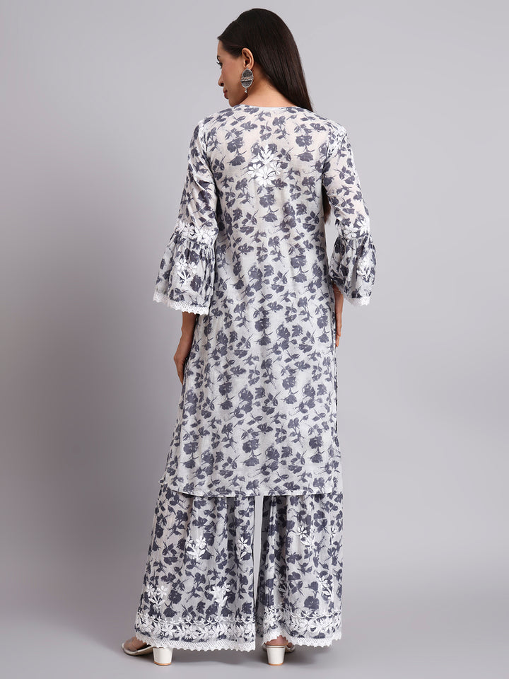 Women Hand Embroidered Chikankari Cotton kurta Shara set PC4099KS