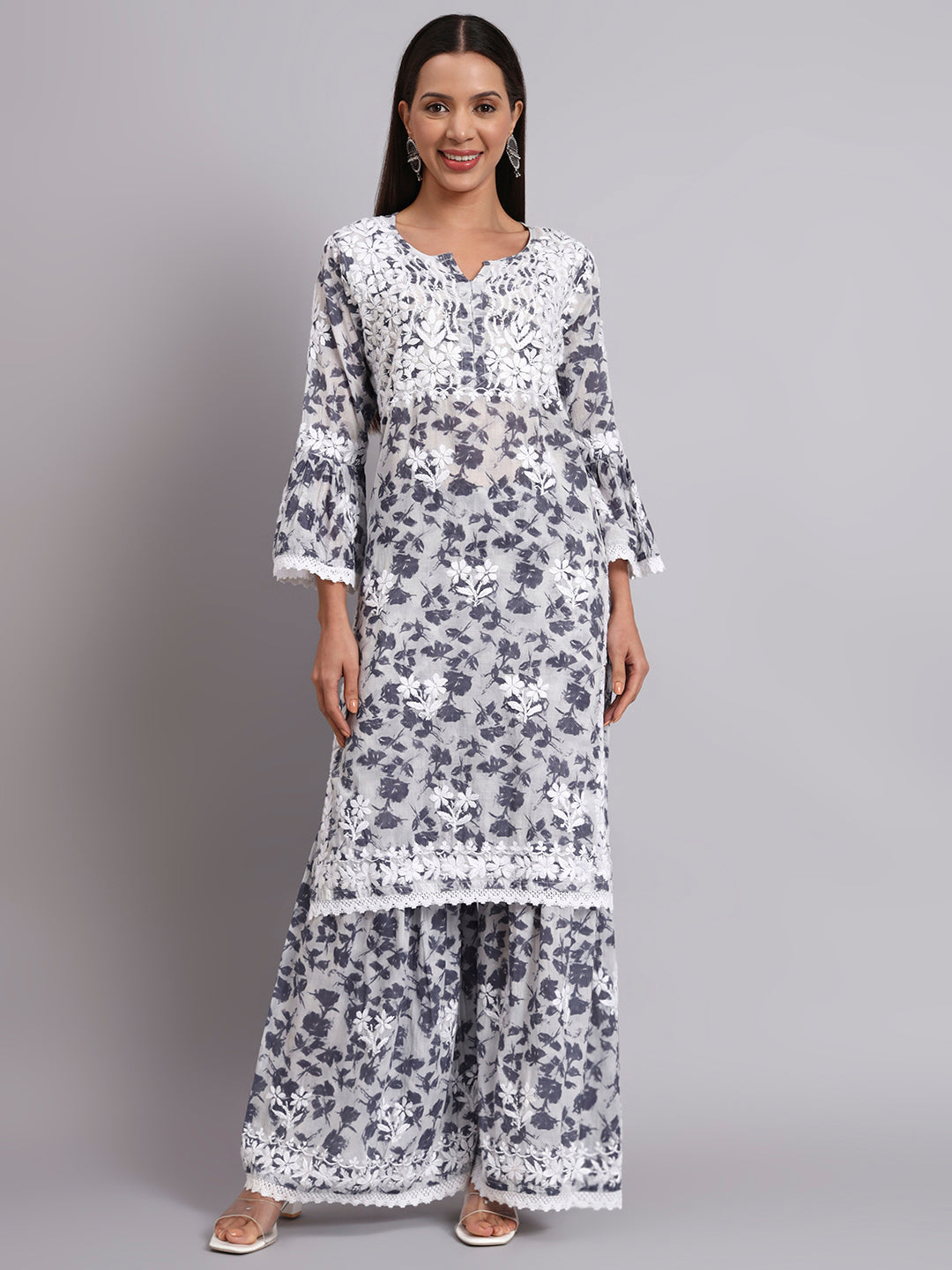 Women Hand Embroidered Chikankari Cotton kurta Shara set PC4099KS