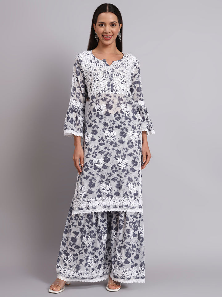 Women Hand Embroidered Chikankari Cotton kurta Shara set PC4099KS