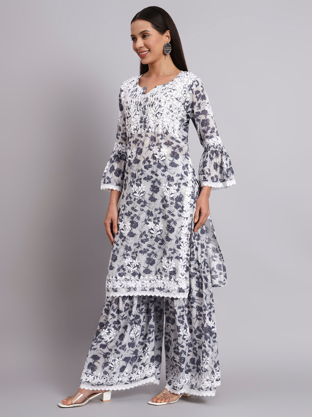 Women Hand Embroidered Chikankari Cotton kurta Shara set PC4099KS