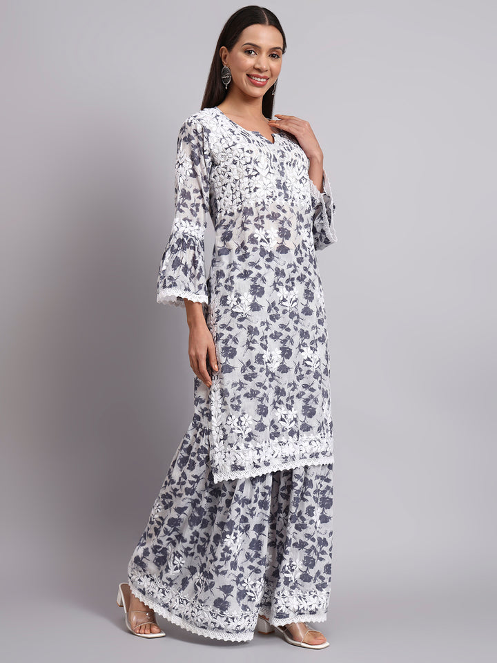 Women Hand Embroidered Chikankari Cotton kurta Shara set PC4099KS