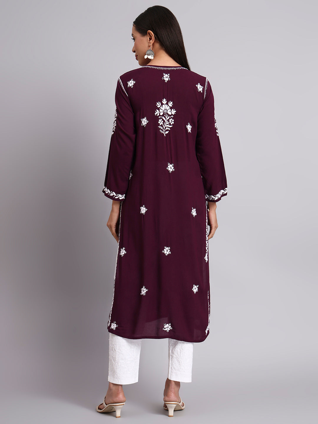 Hand Embroidered Chikankari Modal Straight Kurta- PC4059