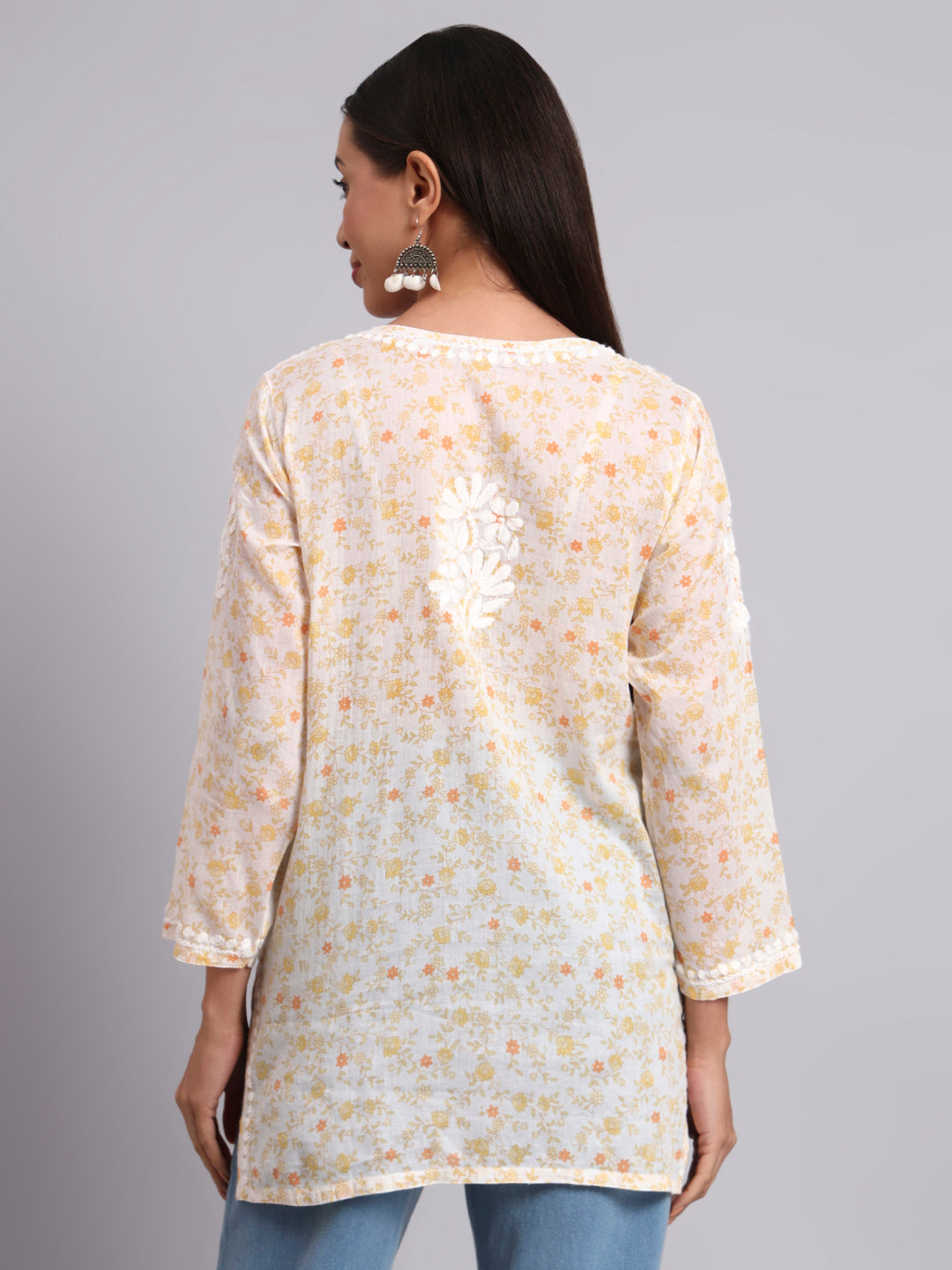 Women Hand Embroidered Chikankari Mulmul Kurti PC4073