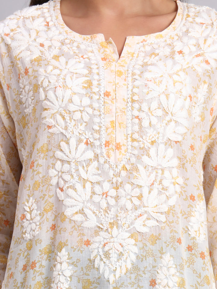 Women Hand Embroidered Chikankari Mulmul Kurti PC4073