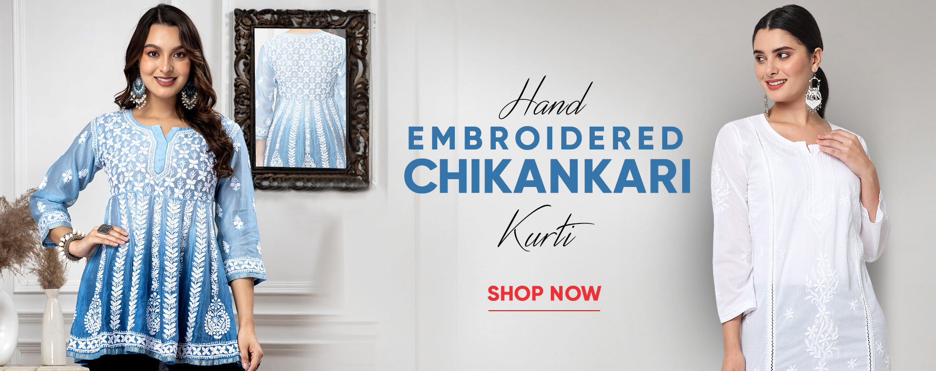 embroidered chikankari  kurti