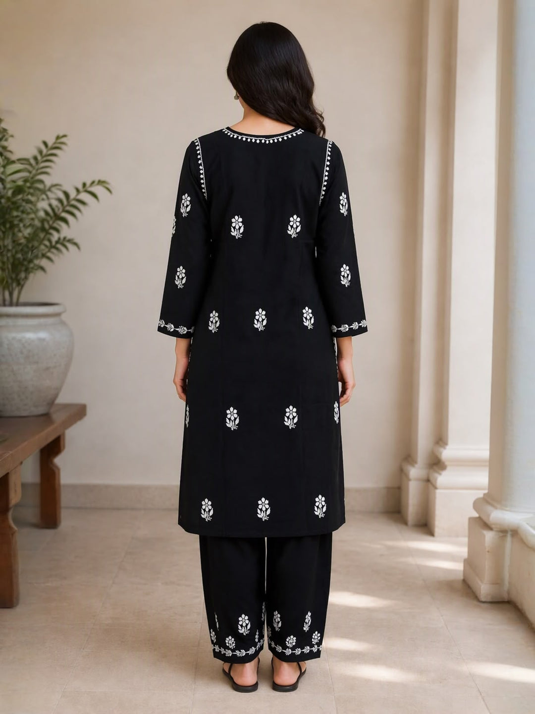 Hand Embroidered Rayon Chikankari Kurta Set PC4134KS