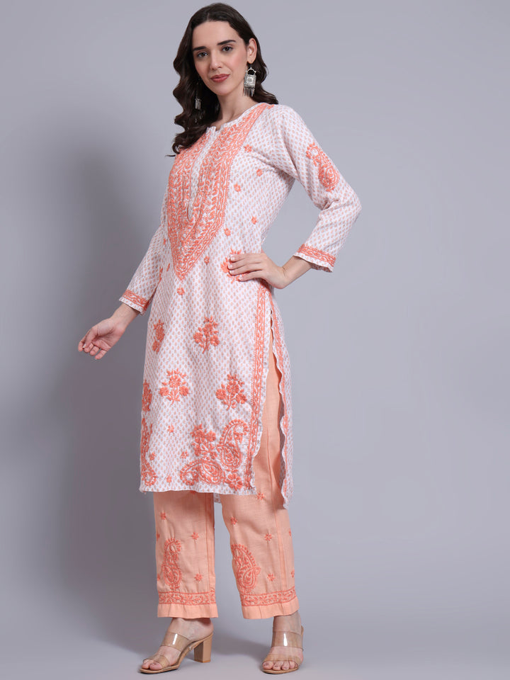 Women Hand Embroidered Chikankari Cotton kurta set PC4086KS