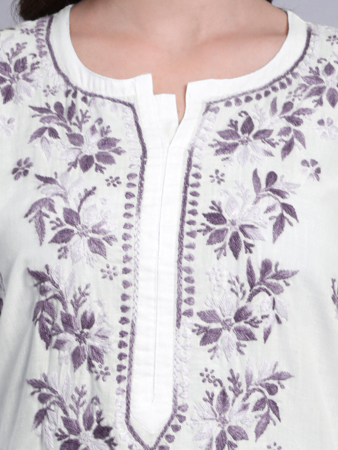 Hand Embroidered Chikankari Mulmul Cotton Straight Kurta- PC4085