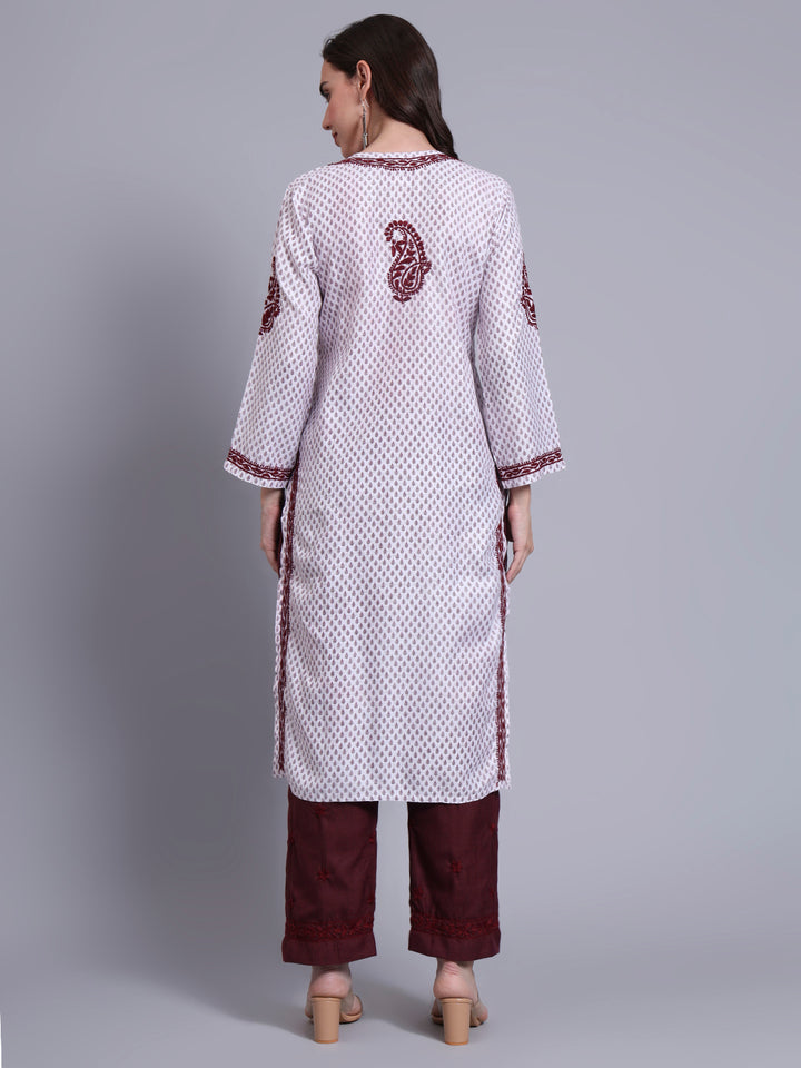 Women Hand Embroidered Chikankari Cotton kurta set PC4086KS