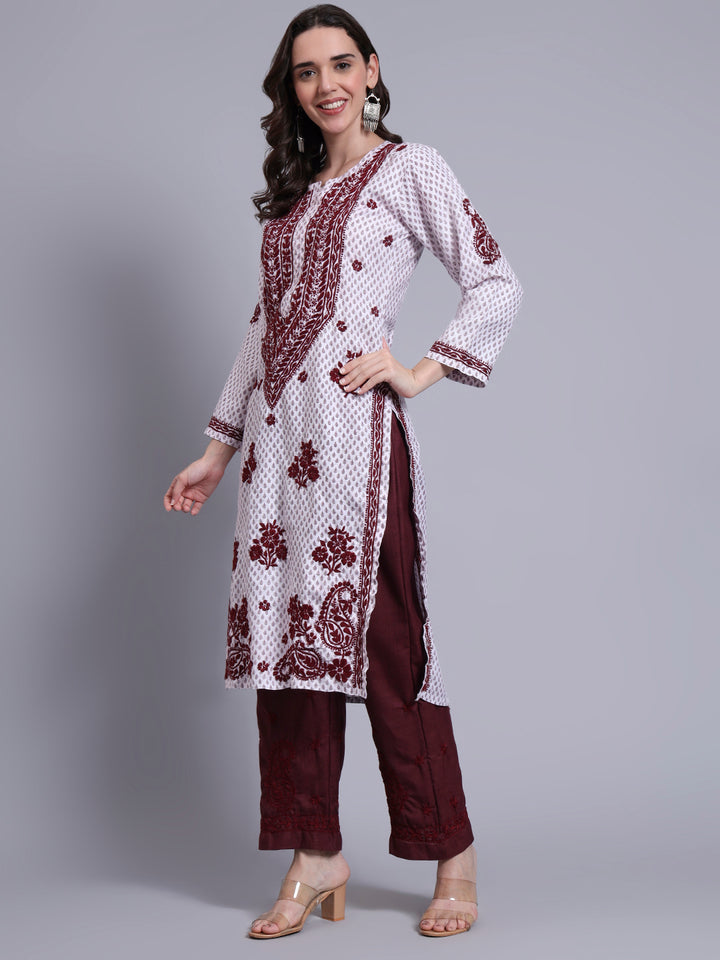 Women Hand Embroidered Chikankari Cotton kurta set PC4086KS