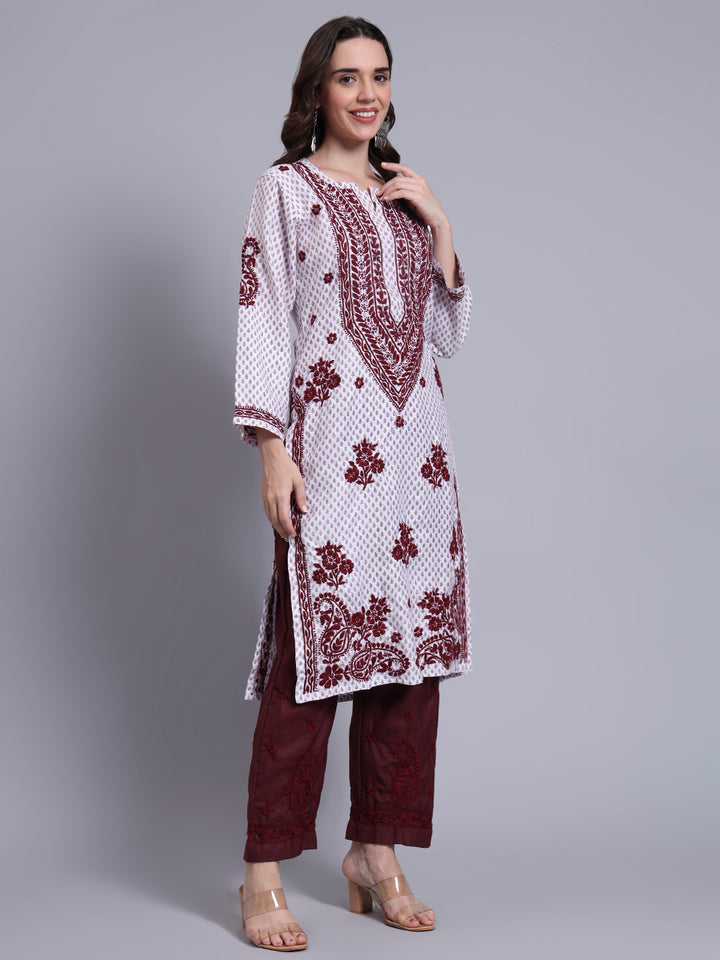 Women Hand Embroidered Chikankari Cotton kurta set PC4086KS