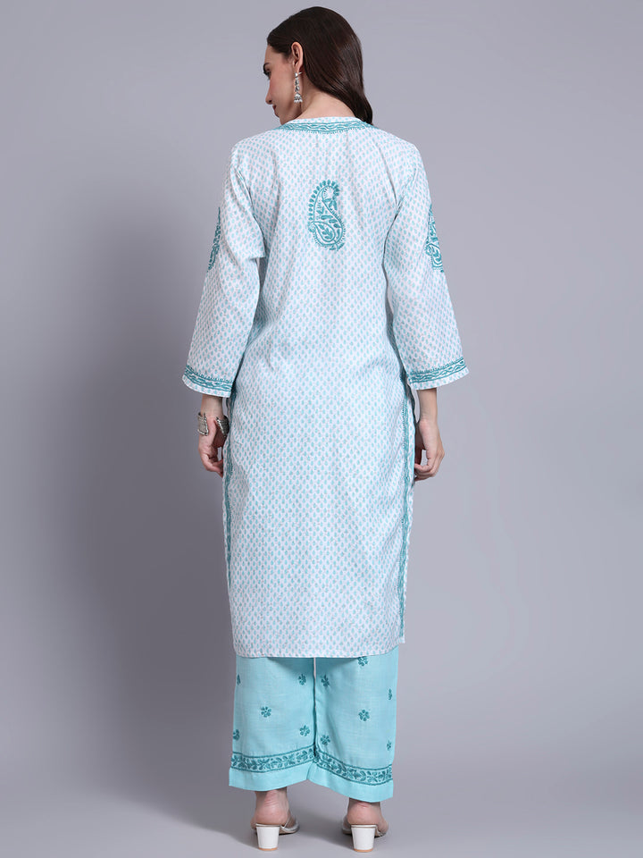 Women Hand Embroidered Chikankari Cotton kurta set PC4086KS