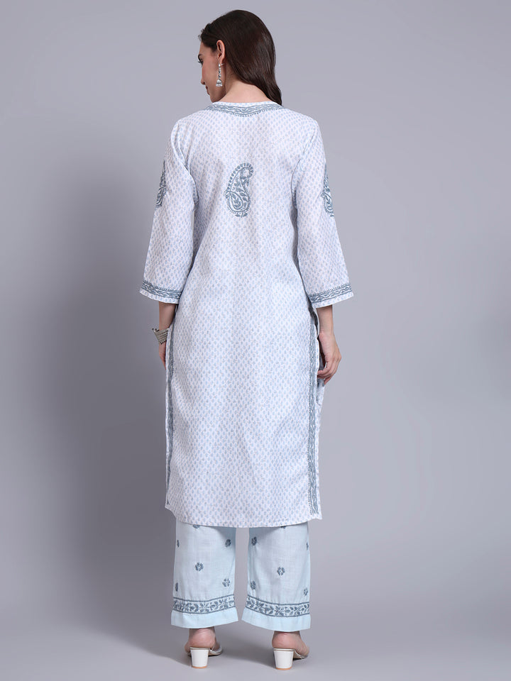 Women Hand Embroidered Chikankari Cotton kurta set PC4086KS