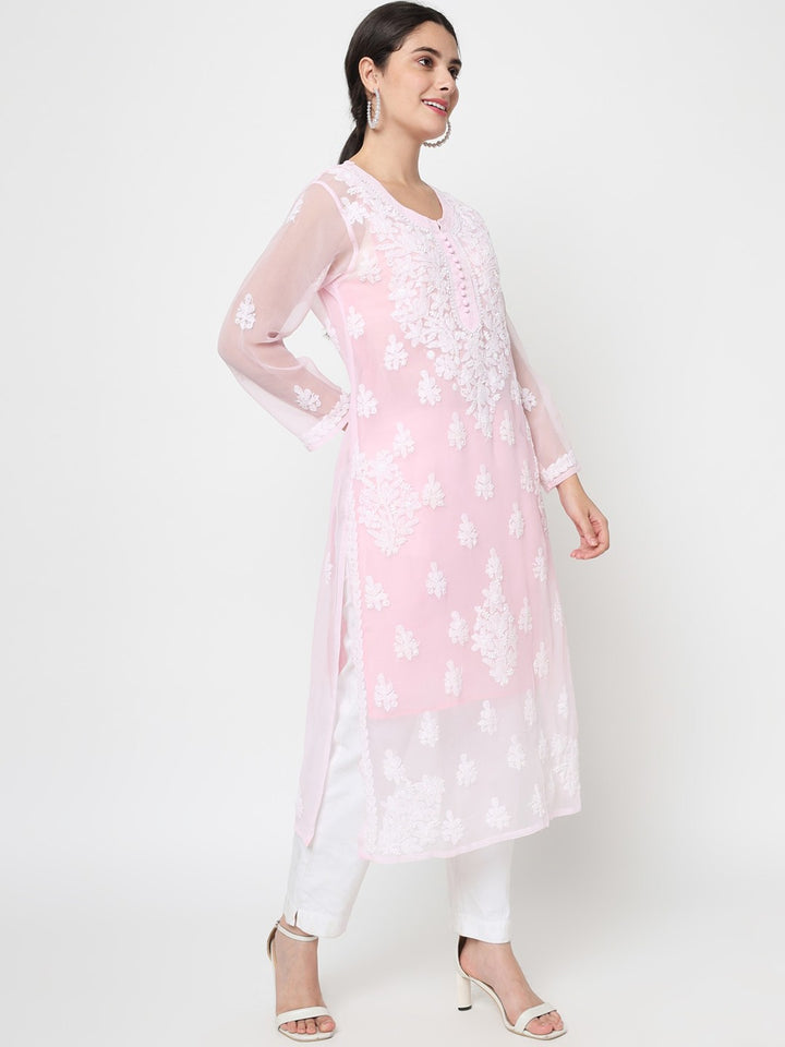 Hand Embroidered Georgette Straight Kurta With Matching Slip-PC3560