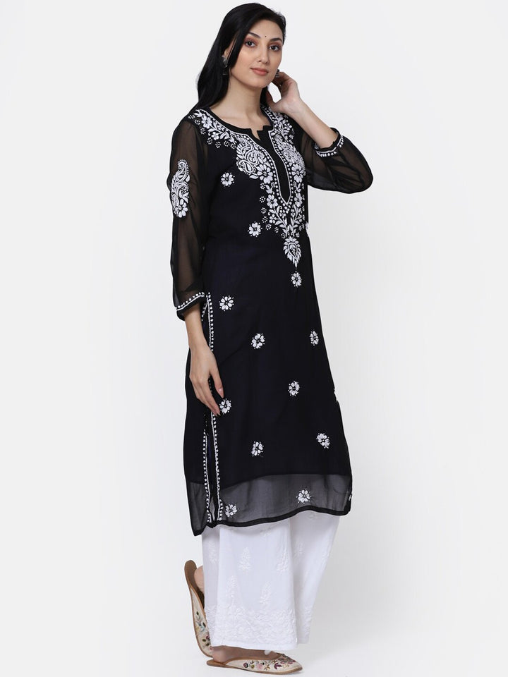 Hand Embroidered Georgette Straight Kurta With Matching Slip-PC3512