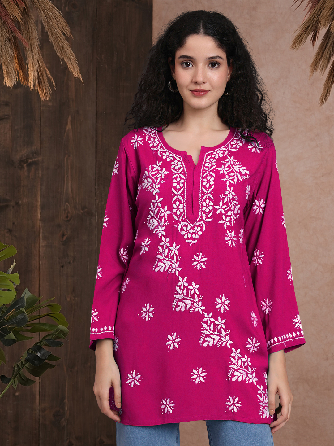 Women Hand Embroidered Chikankari Rayon Kurti PC4071