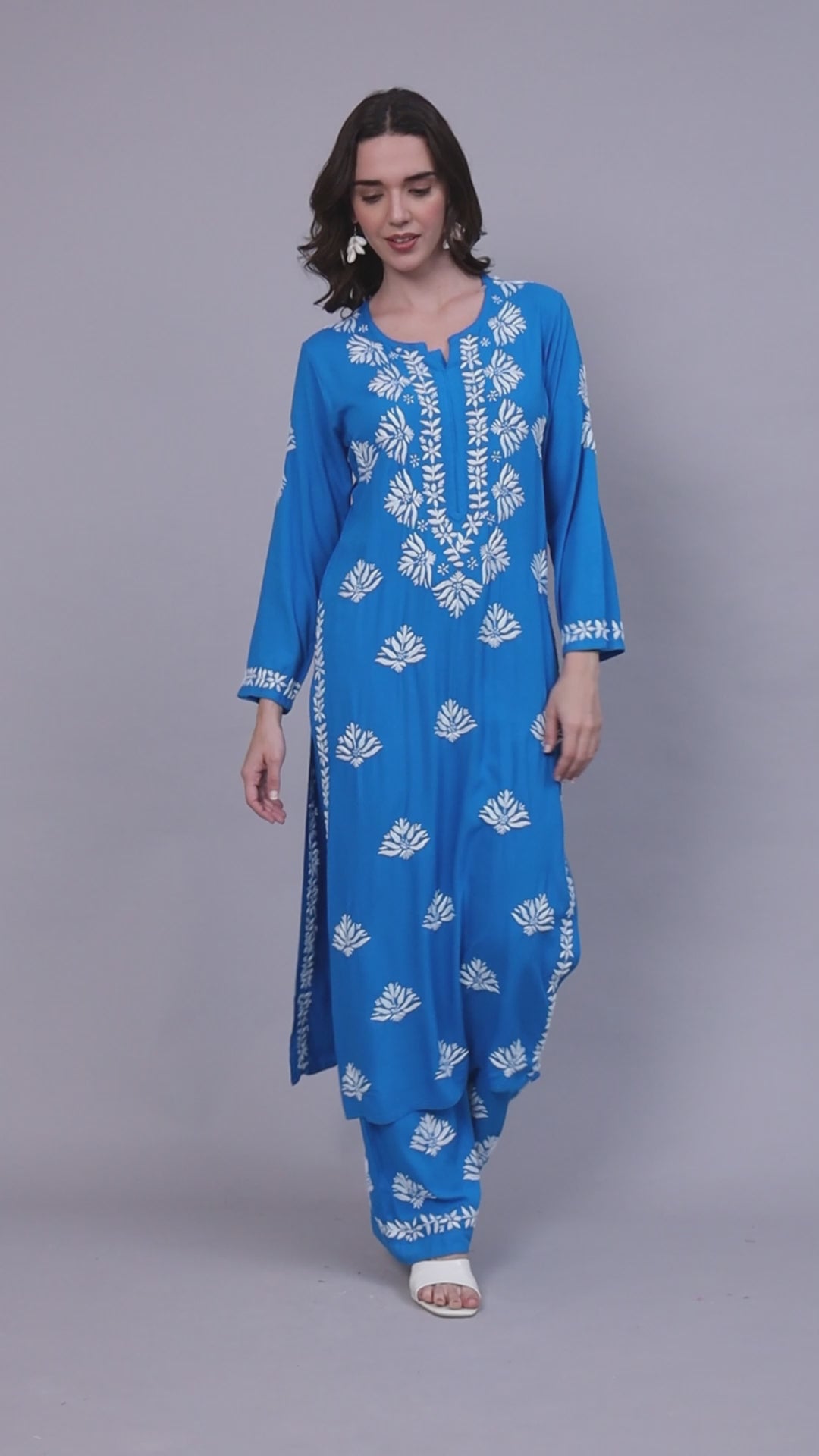 Women Hand Embroidered Chikankari Rayon kurta set PC4084KS