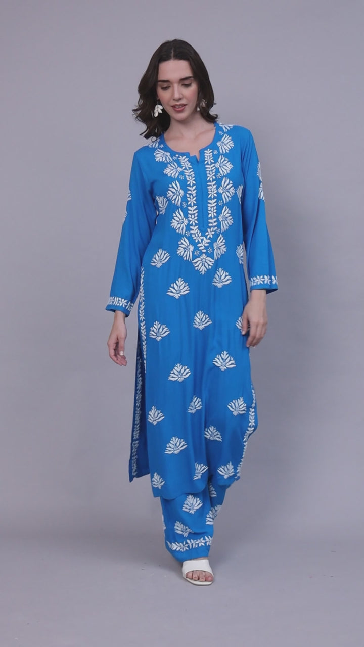 Women Hand Embroidered Chikankari Rayon kurta set PC4084KS